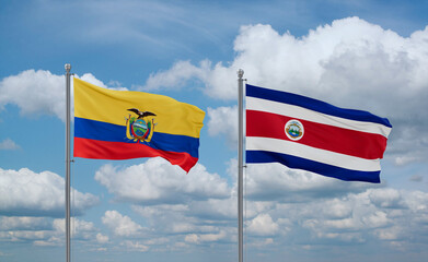 Costa Rico and Ecuador flags, country relationship concept