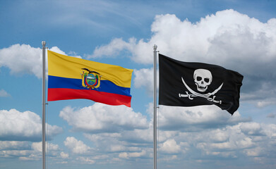 Pirate and Ecuador flags, country relationship concept