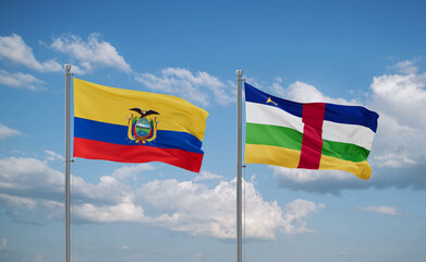Central African Republic and Ecuador flags, country relationship concept