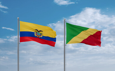 Congo and Ecuador flags, country relationship concept