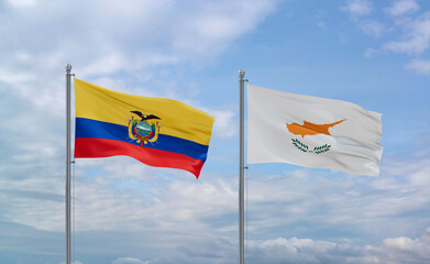 Cyprus and Ecuador flags, country relationship concept