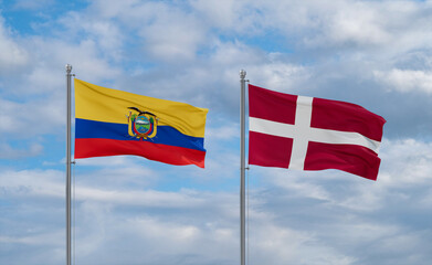 Denmark and Ecuador flags, country relationship concept