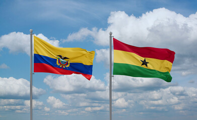 Ghana and Ecuador flags, country relationship concept