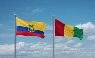 Guinea and Ecuador flags, country relationship concept