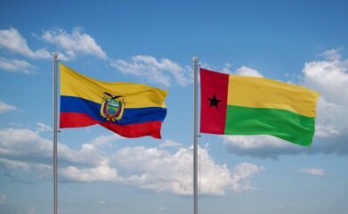 Guinea-Bissau and Ecuador flags, country relationship concept