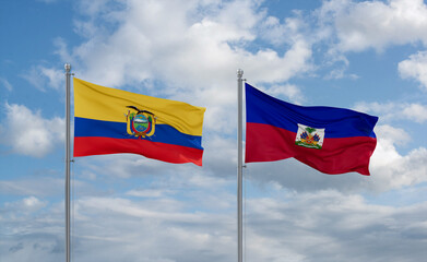 Haiti and Ecuador flags, country relationship concept