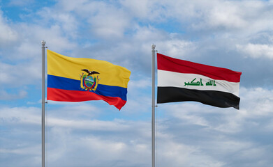 Iraq and Ecuador flags, country relationship concept