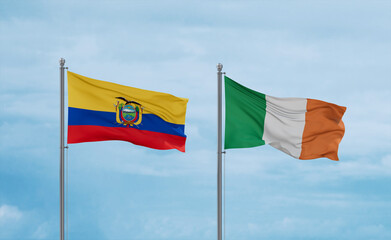 Ireland and Ecuador flags, country relationship concept