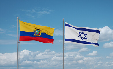 Israel and Ecuador flags, country relationship concept
