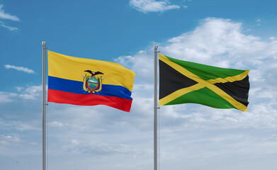 Jamaica and Ecuador flags, country relationship concept