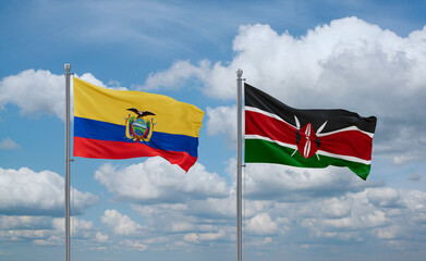 Kenya and Ecuador flags, country relationship concept