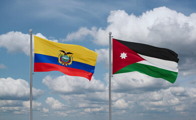 Jordan and Ecuador flags, country relationship concept