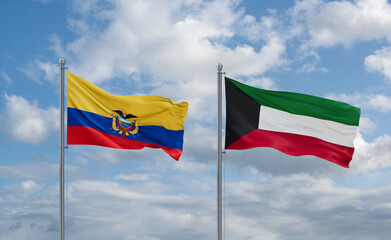 Kuwait and Ecuador flags, country relationship concept