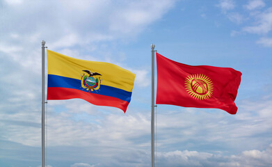 Kyrgyzstan and Ecuador flags, country relationship concept
