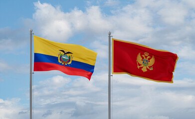 Montenegro and Ecuador flags, country relationship concept