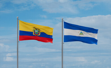 Nicaragua and Ecuador flags, country relationship concept