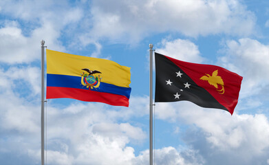 Papua New Guinea and Ecuador flags, country relationship concept