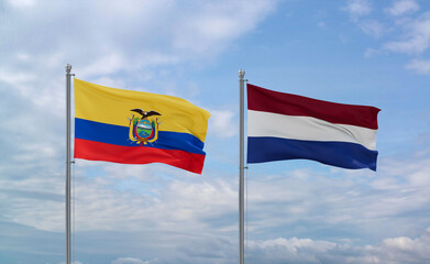 Netherlands and Ecuador flags, country relationship concept