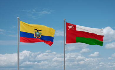 Oman and Ecuador flags, country relationship concept