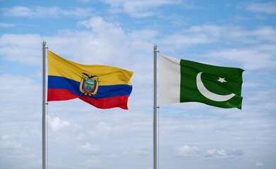 Pakistan and Ecuador flags, country relationship concept