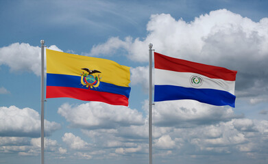 Paraguay and Ecuador flags, country relationship concept