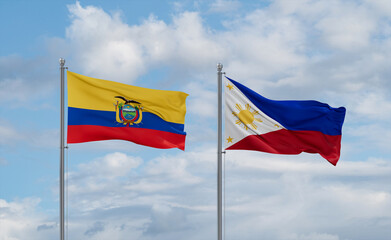 Philippines and Ecuador flags, country relationship concept