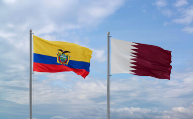 Qatar and Ecuador flags, country relationship concept