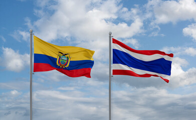 Thailand and Ecuador flags, country relationship concept