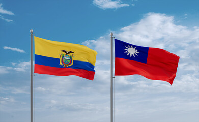 Taiwan and Ecuador flags, country relationship concept