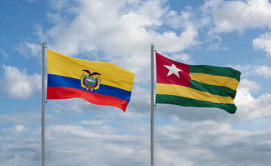 Togo and Ecuador flags, country relationship concept