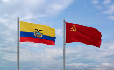Soviet Union and Ecuador flags, country relationship concept