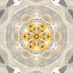 many orange grey and black Escher cubed pattern and design on a white background hexagonal floral fantasy