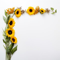 Serene Sunflower Border Fresh White Canvas