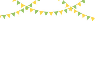 Colourful bunting flags isolated on white background. Festive decorations. Vector illustration.	