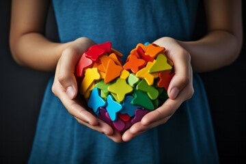 A woman holding a heart shaped puzzle piece - Heartfelt Connection