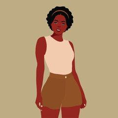 Afro black woman in elegant art style vector