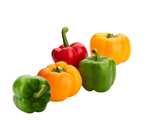 Green, red and yellow bell pepper isolated transparen png