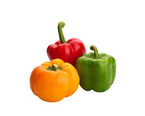 Green, red and yellow bell pepper isolated transparen png