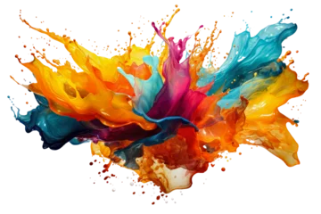 Foto op Plexiglas Colorful ink or water splash isolated on transparent background © Atchariya63