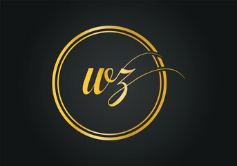 Elegant initial letter WZ with crown logo vector, Creative Lettering Logo Vector Illustration.