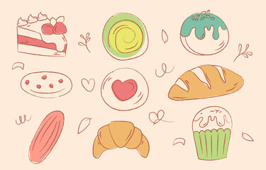 Doodle Bakery Vector Collection Hand Drawn
