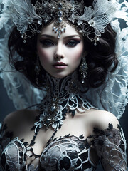 Sensual portrait of a fantasy queen: A touch of vintage and lace