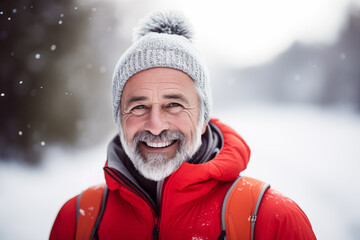 Fototapeta premium Photo of mature senior male doing outdoor activity