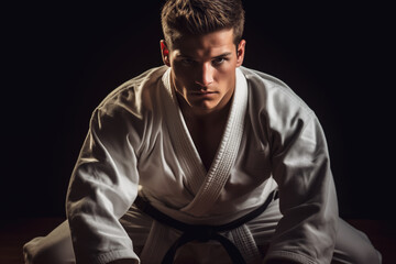 Photo of male in judo wear studio shot