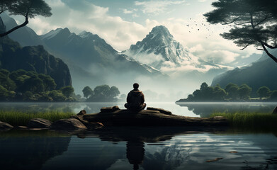 fisherman on the lake