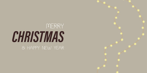 Merry Christmas and Happy New Year banner with Christmas decoration.