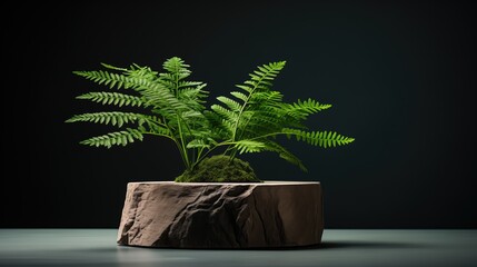 Rustic Mossy Podium Outdoors. For Product Demonstration