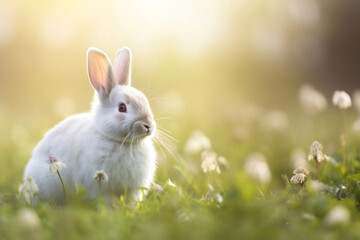 Easter rabbit in a spring meadow generative ai