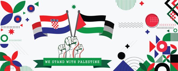 We Stand With Palestine, banner Abstract celebration geometric decoration design vector illustration