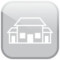 Digital png illustration of white house on grey icon on transparent background